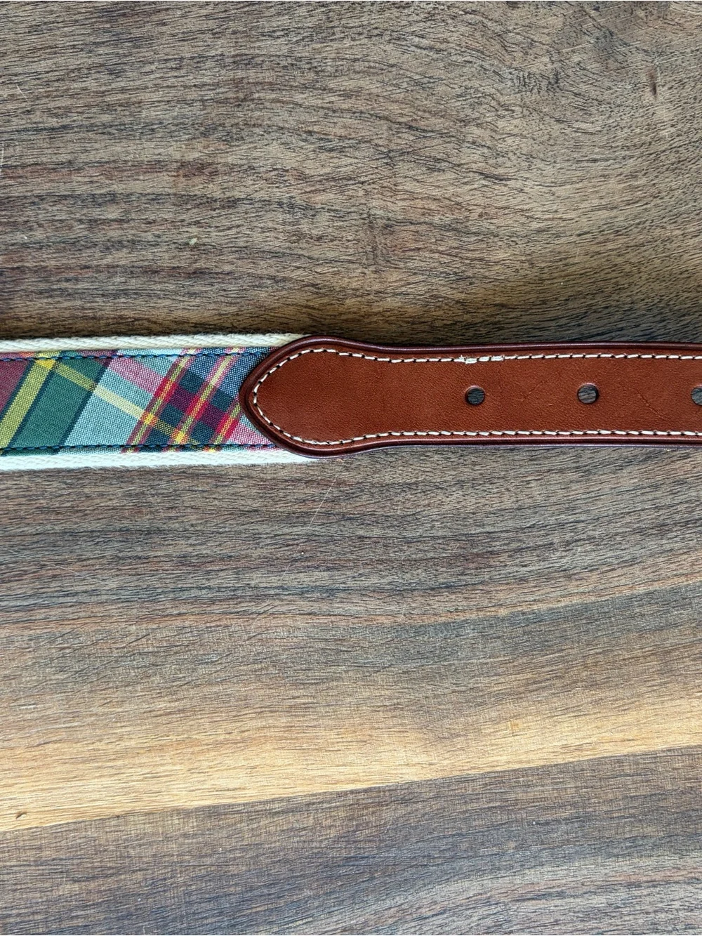 Polo Ralph Lauren Leather and Plaid Canvas kids Belt - Brown and Multicolor